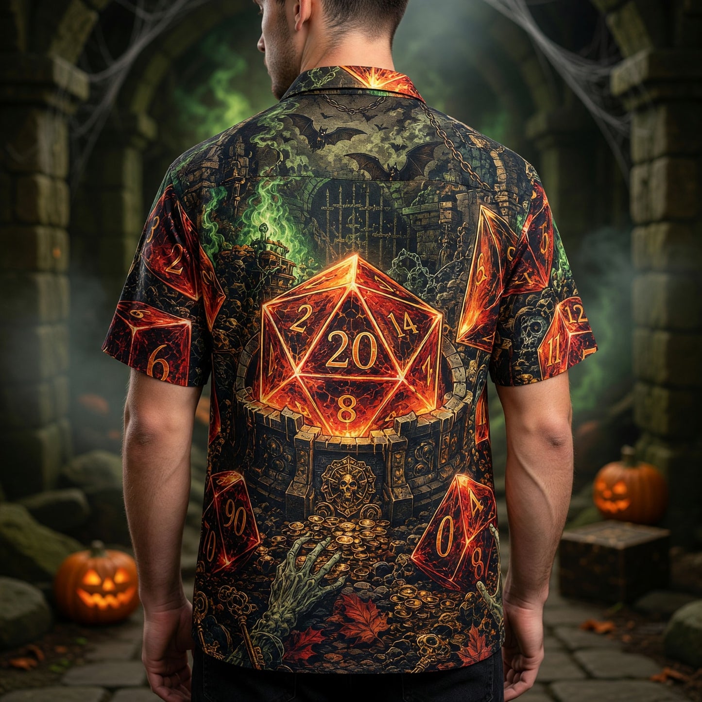 Dice Dungeon Hawaiian Shirt - Gothic Halloween RPG Apparel