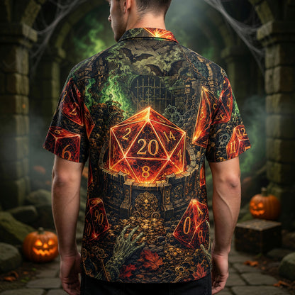 Dice Dungeon Hawaiian Shirt - Gothic Halloween RPG Apparel