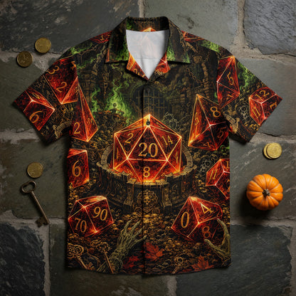 Dice Dungeon Hawaiian Shirt - Gothic Halloween RPG Apparel