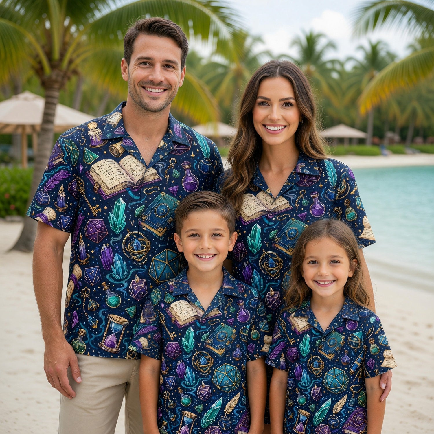 Fantasy Dungeon Hawaiian Shirt - Wizard Dice Magic Pattern