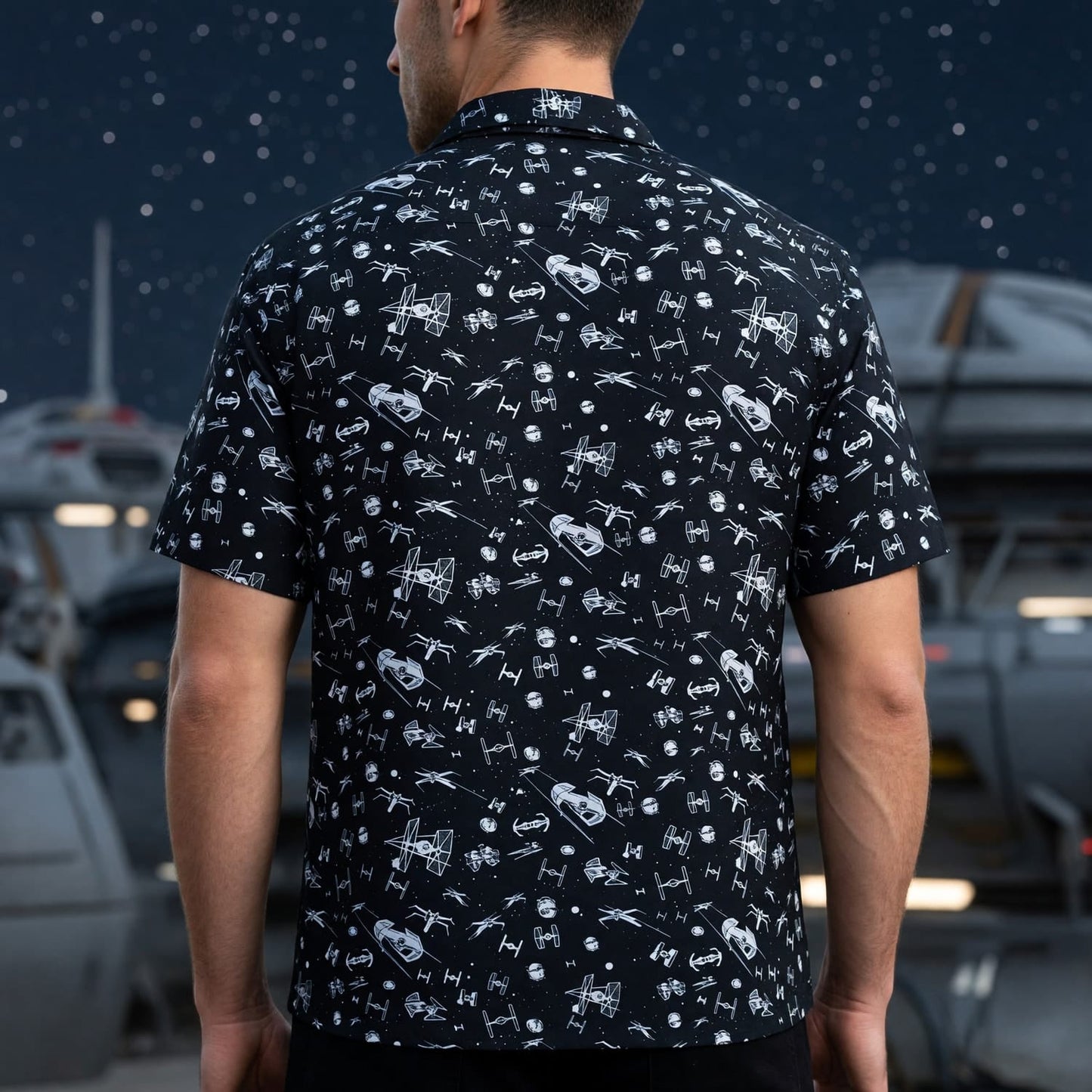 Galactic Spaceships Hawaiian Shirt - Galactic Fleet Pattern