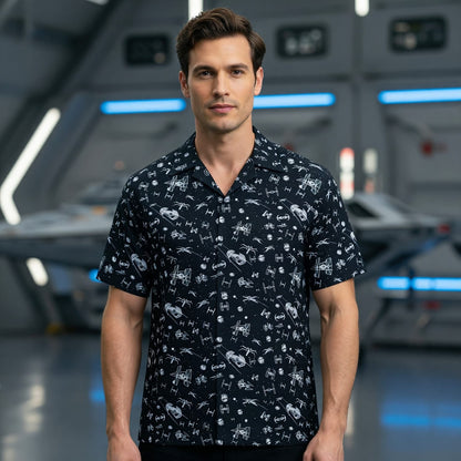 Galactic Spaceships Hawaiian Shirt - Galactic Fleet Pattern