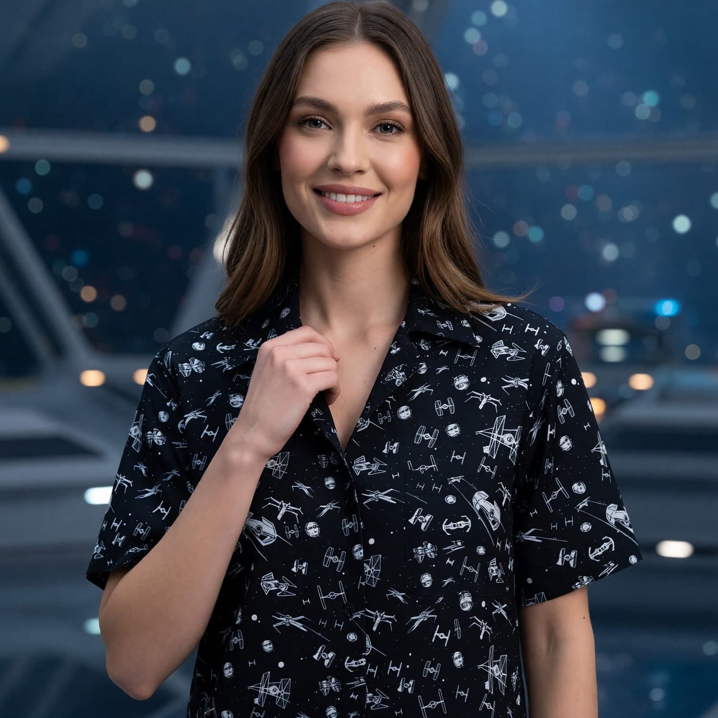 Galactic Spaceships Hawaiian Shirt - Galactic Fleet Pattern