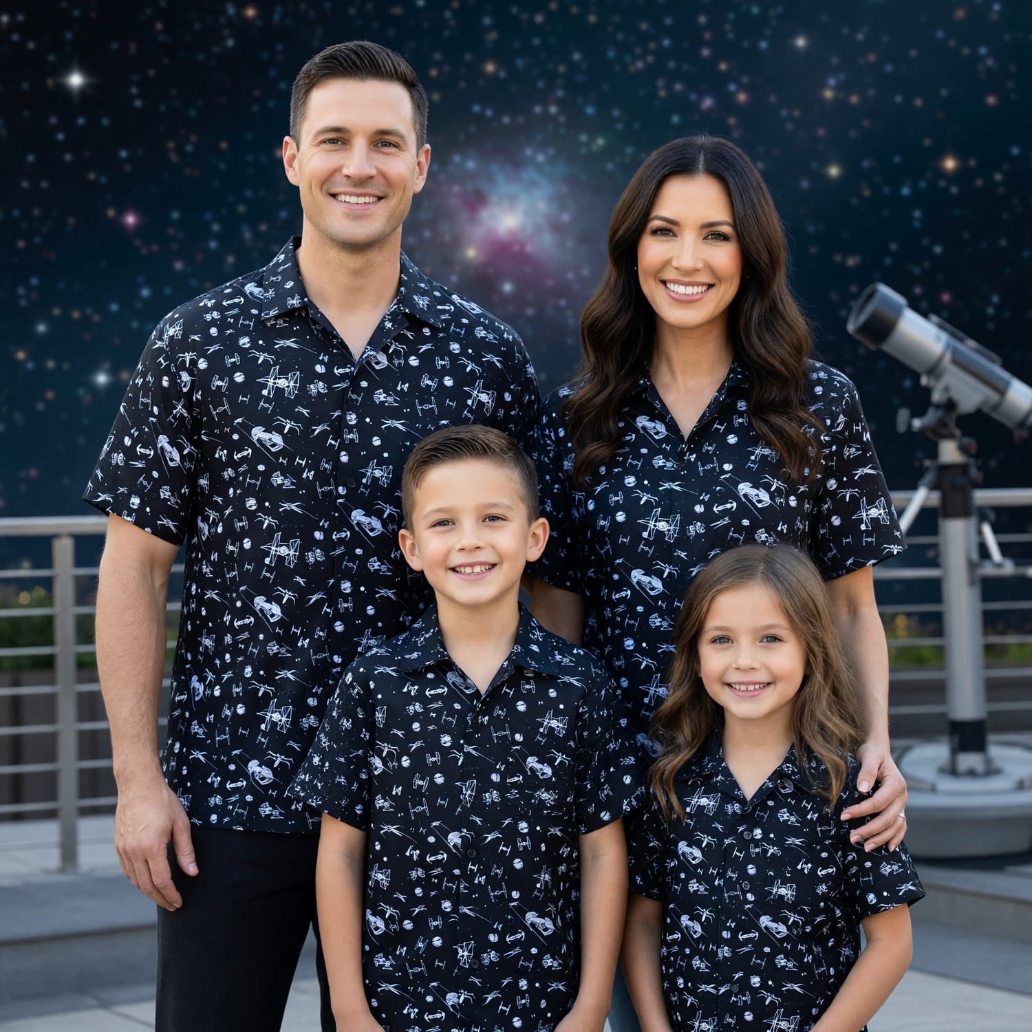 Galactic Spaceships Hawaiian Shirt - Galactic Fleet Pattern
