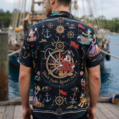 Pirate Mouse Hawaiian Shirt - Nautical Cartoon Beach Apparel