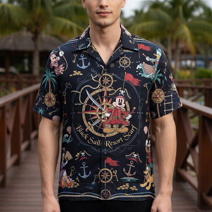 Pirate Mouse Hawaiian Shirt - Nautical Cartoon Beach Apparel