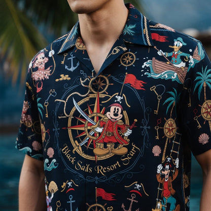 Pirate Mouse Hawaiian Shirt - Nautical Cartoon Beach Apparel
