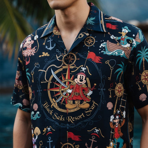Pirate Mouse Hawaiian Shirt - Nautical Cartoon Beach Apparel