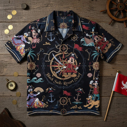 Pirate Mouse Hawaiian Shirt - Nautical Cartoon Beach Apparel