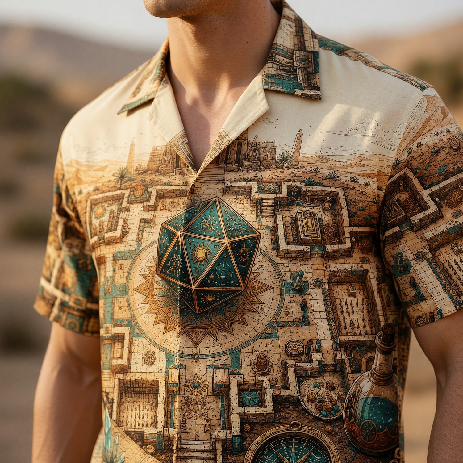 Ancient Temple D20 Hawaiian Shirt - Fantasy RPG Adventure