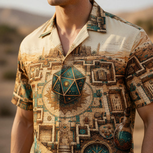 Ancient Temple D20 Hawaiian Shirt - Fantasy RPG Adventure