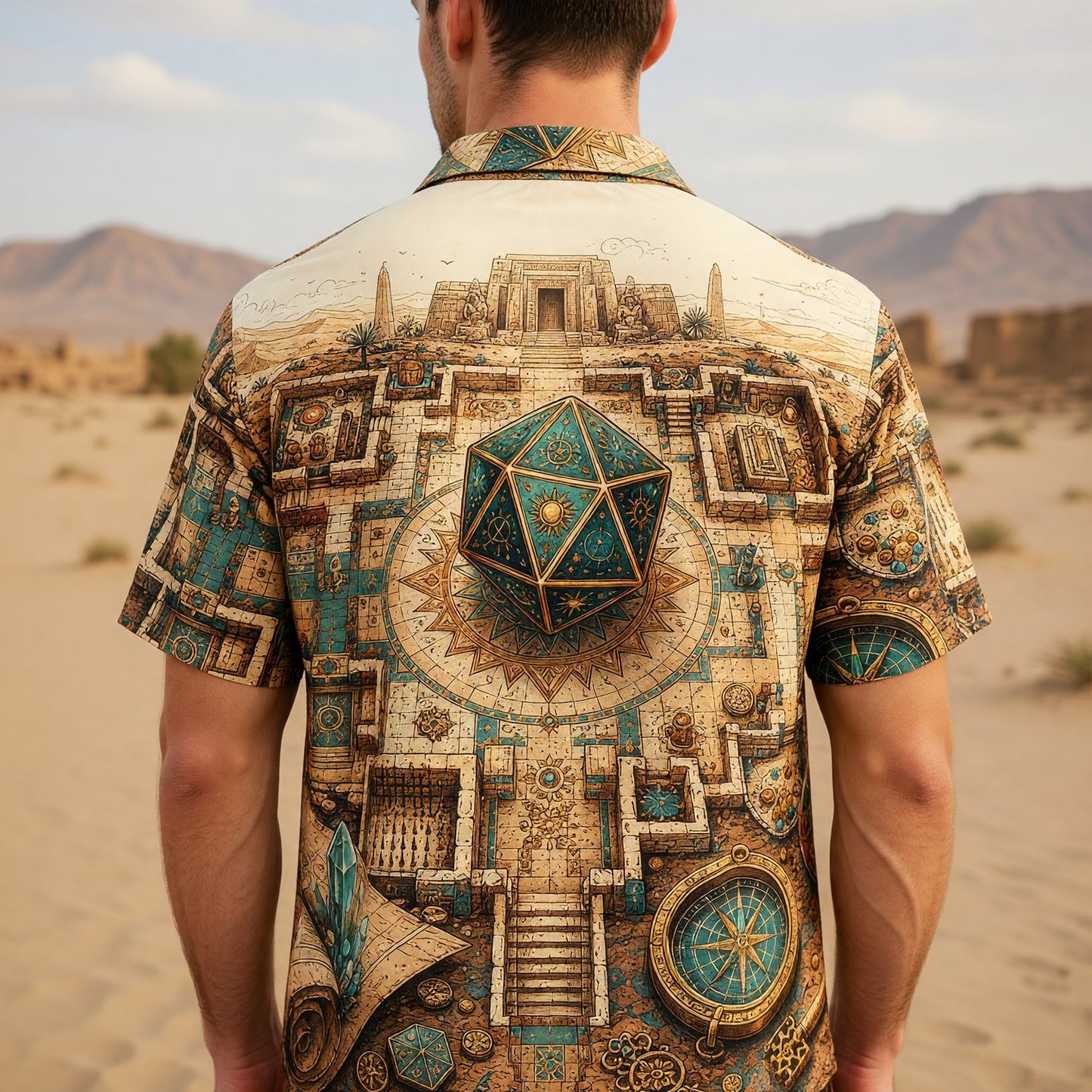 Ancient Temple D20 Hawaiian Shirt - Fantasy RPG Adventure