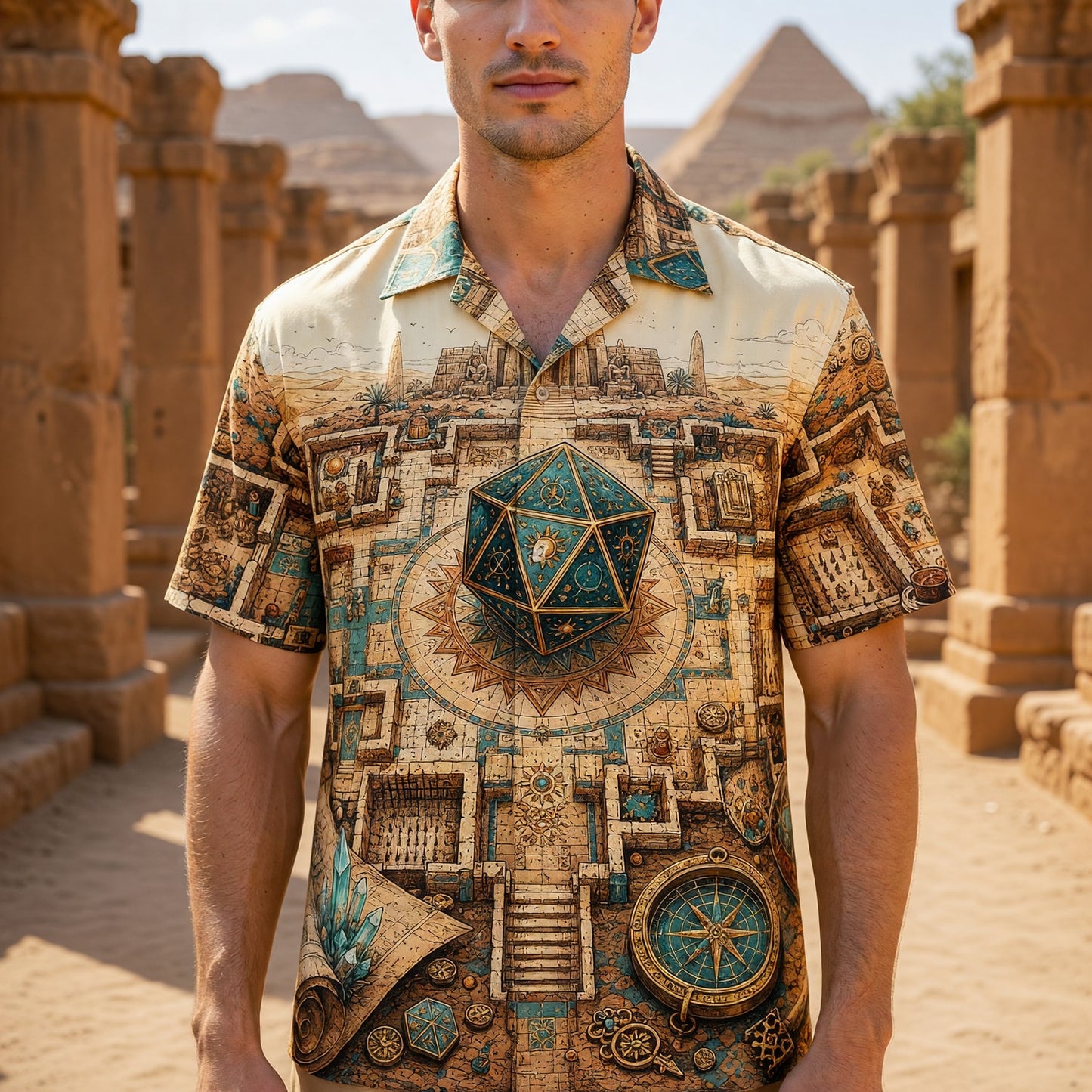 Ancient Temple D20 Hawaiian Shirt - Fantasy RPG Adventure