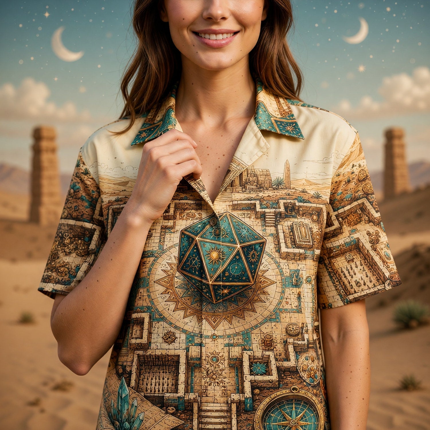Ancient Temple D20 Hawaiian Shirt - Fantasy RPG Adventure