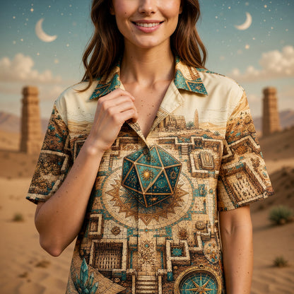 Ancient Temple D20 Hawaiian Shirt - Fantasy RPG Adventure