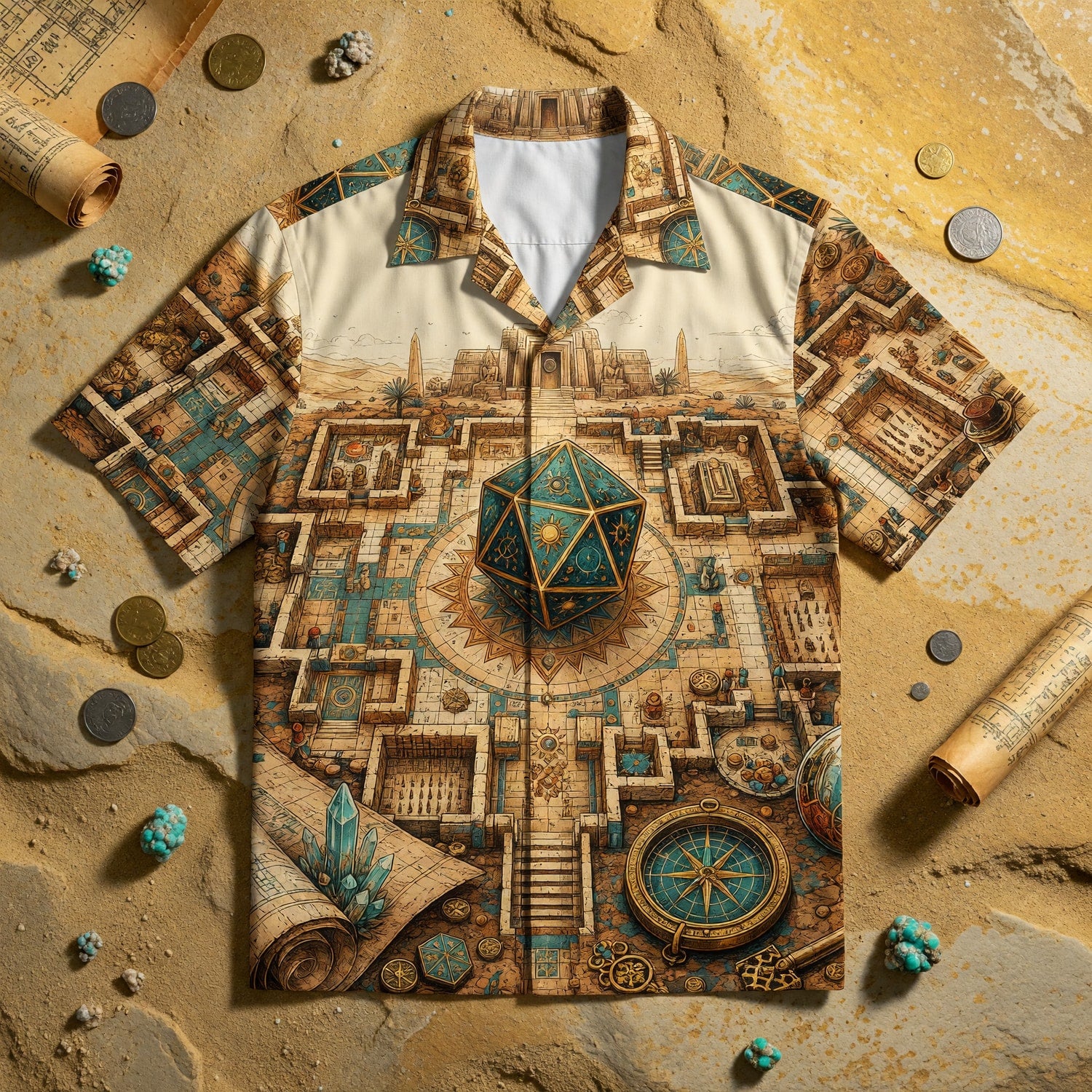 Ancient Temple D20 Hawaiian Shirt - Fantasy RPG Adventure