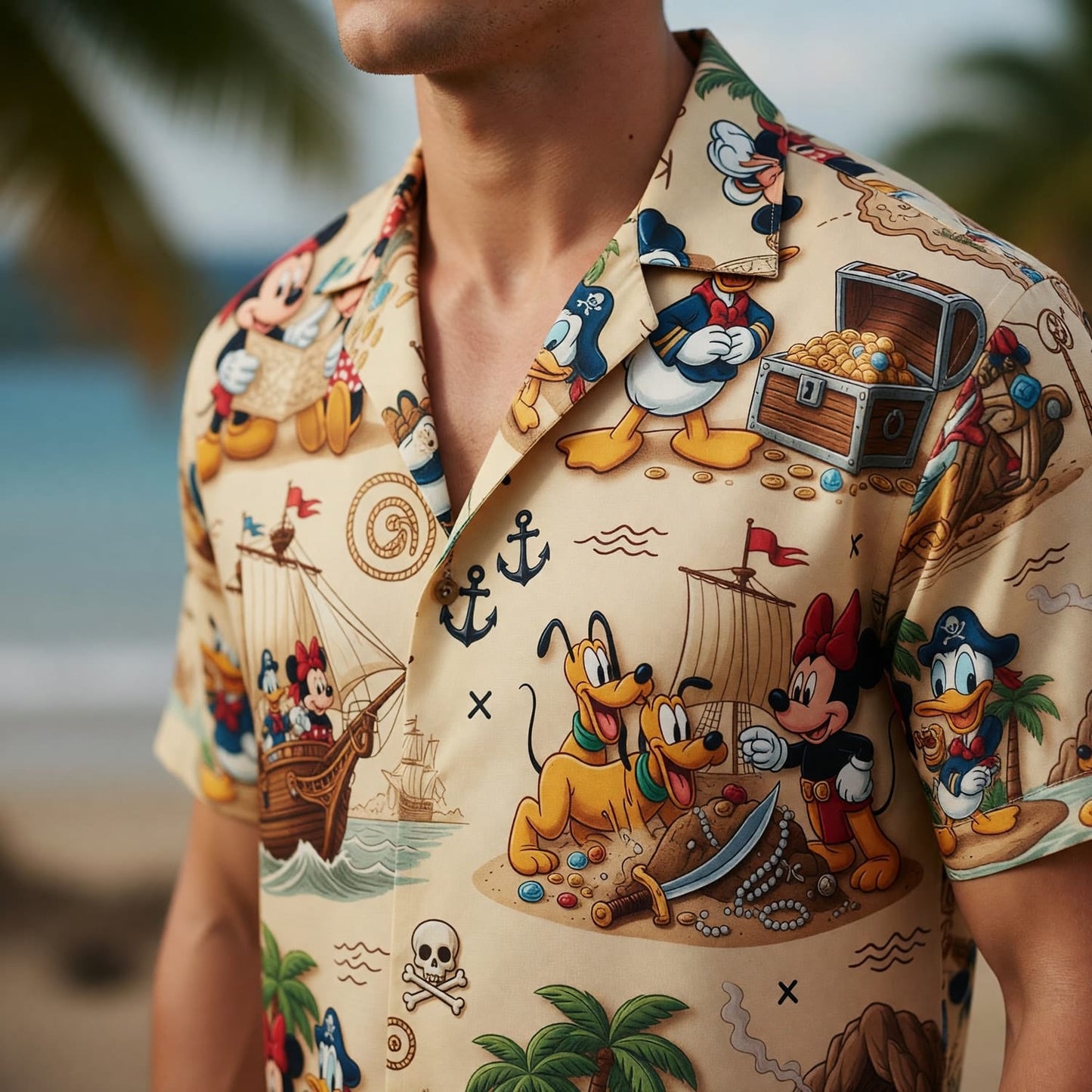 Mouse Pirate Hawaiian Shirt - Tropical Treasure Map Adventure