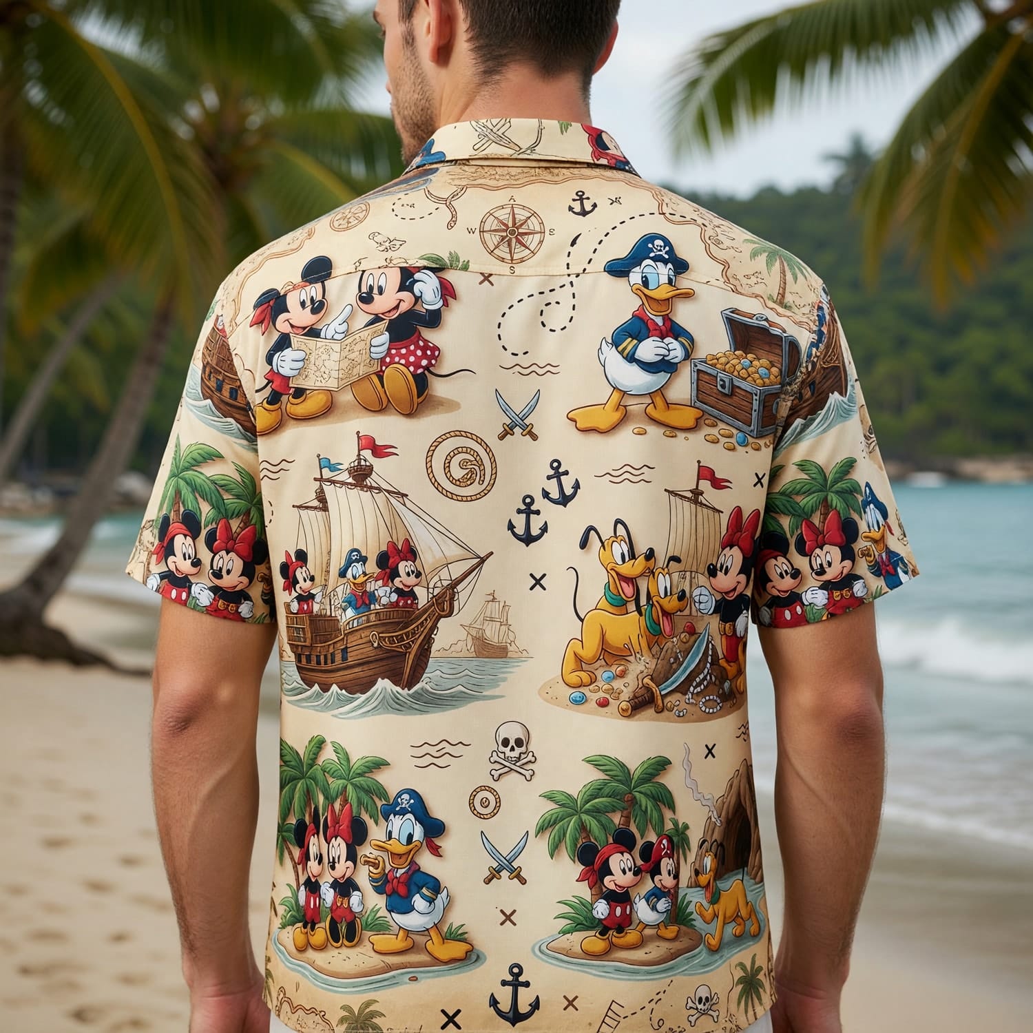 Mouse Pirate Hawaiian Shirt - Tropical Treasure Map Adventure