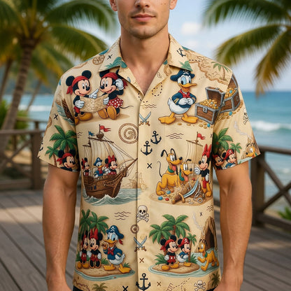 Mouse Pirate Hawaiian Shirt - Tropical Treasure Map Adventure
