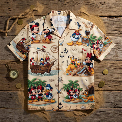 Mouse Pirate Hawaiian Shirt - Tropical Treasure Map Adventure