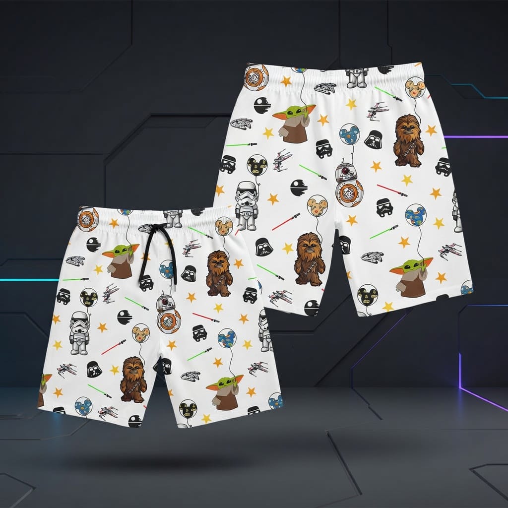Galactic Characters Premium Hawaiian Shirt/Short, Green Baby Alien Furry Giant Button Shirt Men, Galactic Short Sleeve S
