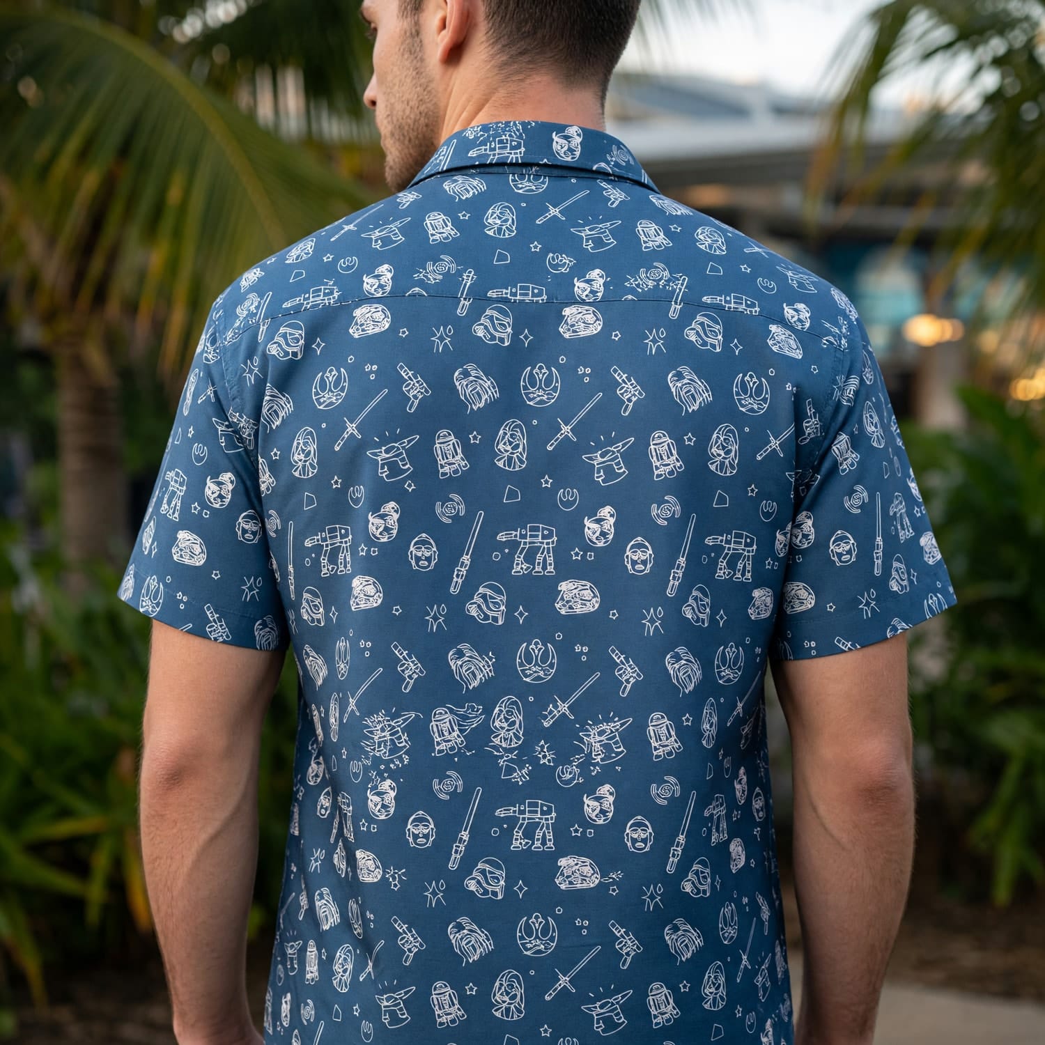 Galactic Hawaiian Shirt - Galactic Icon Line Art Pattern