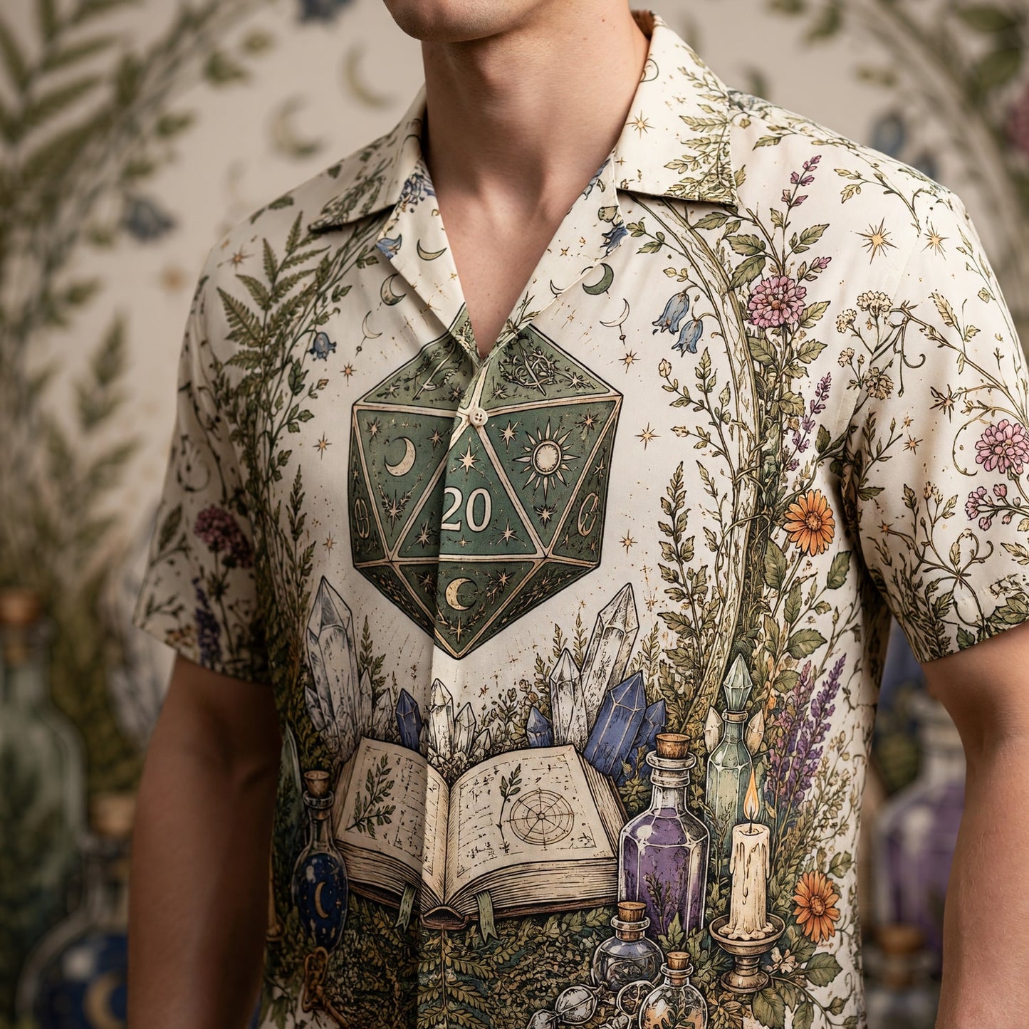 Mystic D20 Hawaiian Shirt - Fantasy RPG Witchcraft Apparel