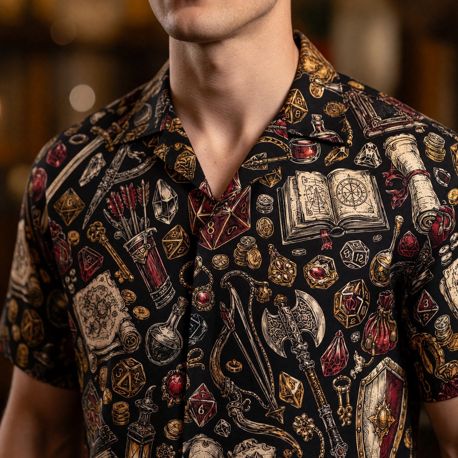 Fantasy Dungeon Hawaiian Shirt - Fantasy Dice RPG Apparel