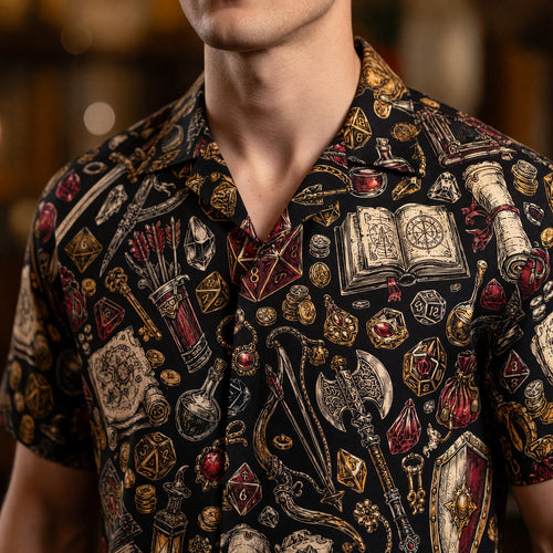 Fantasy Dungeon Hawaiian Shirt - Fantasy Dice RPG Apparel