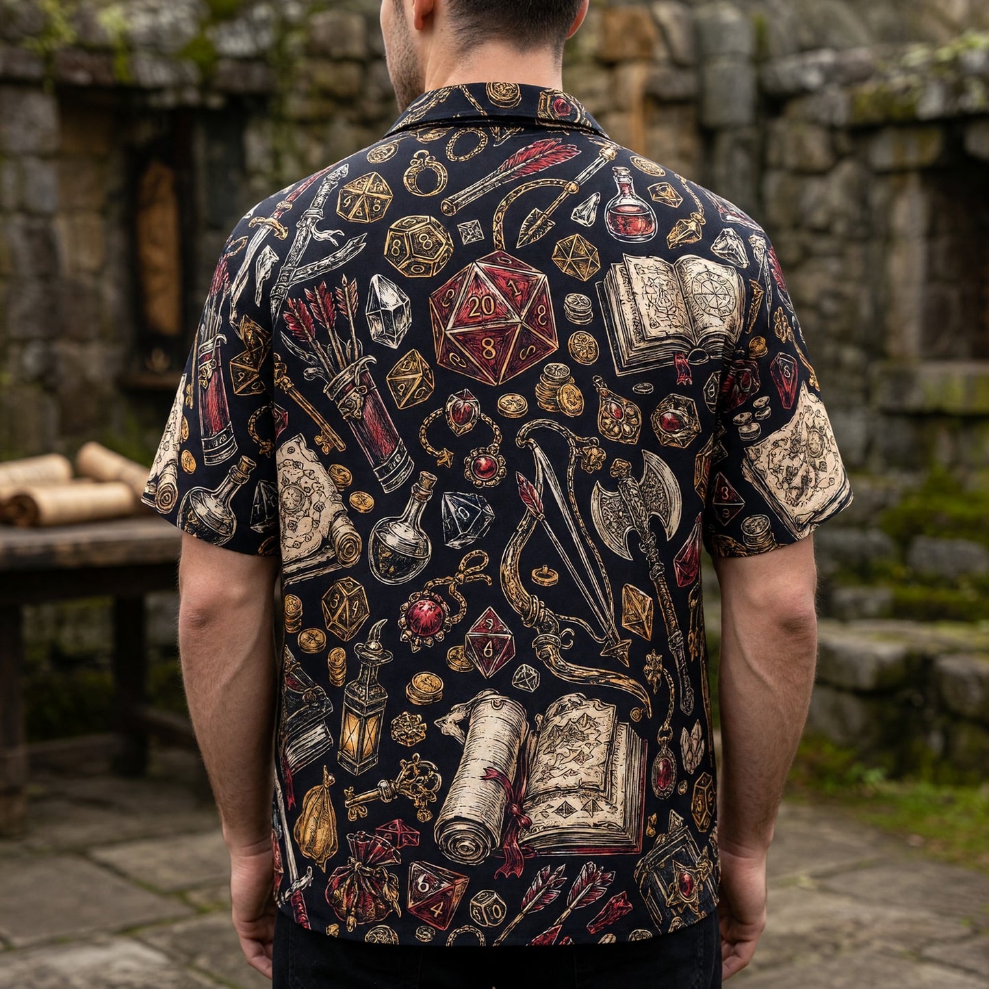 Fantasy Dungeon Hawaiian Shirt - Fantasy Dice RPG Apparel