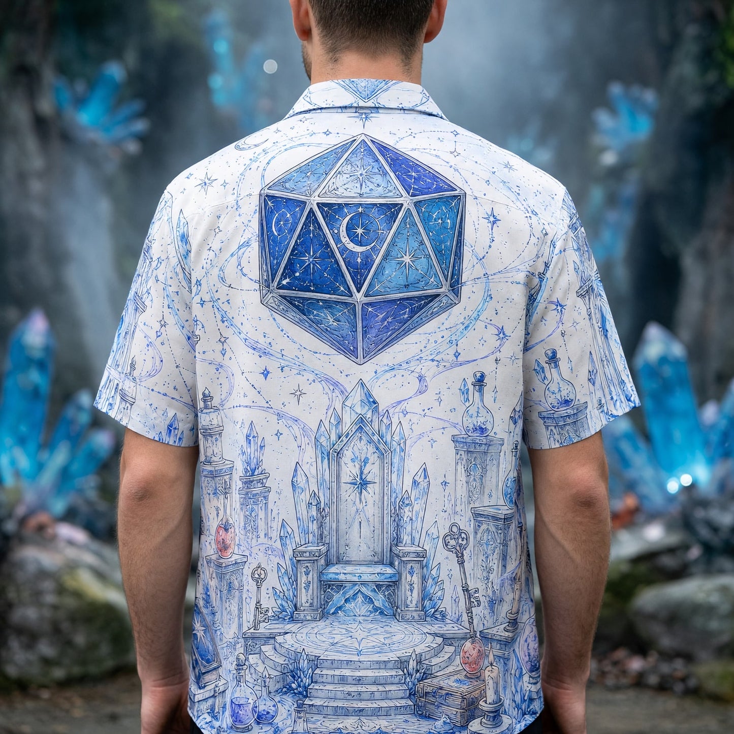 Fantasy Dungeon D20 Hawaiian Shirt - Celestial Fantasy Magic