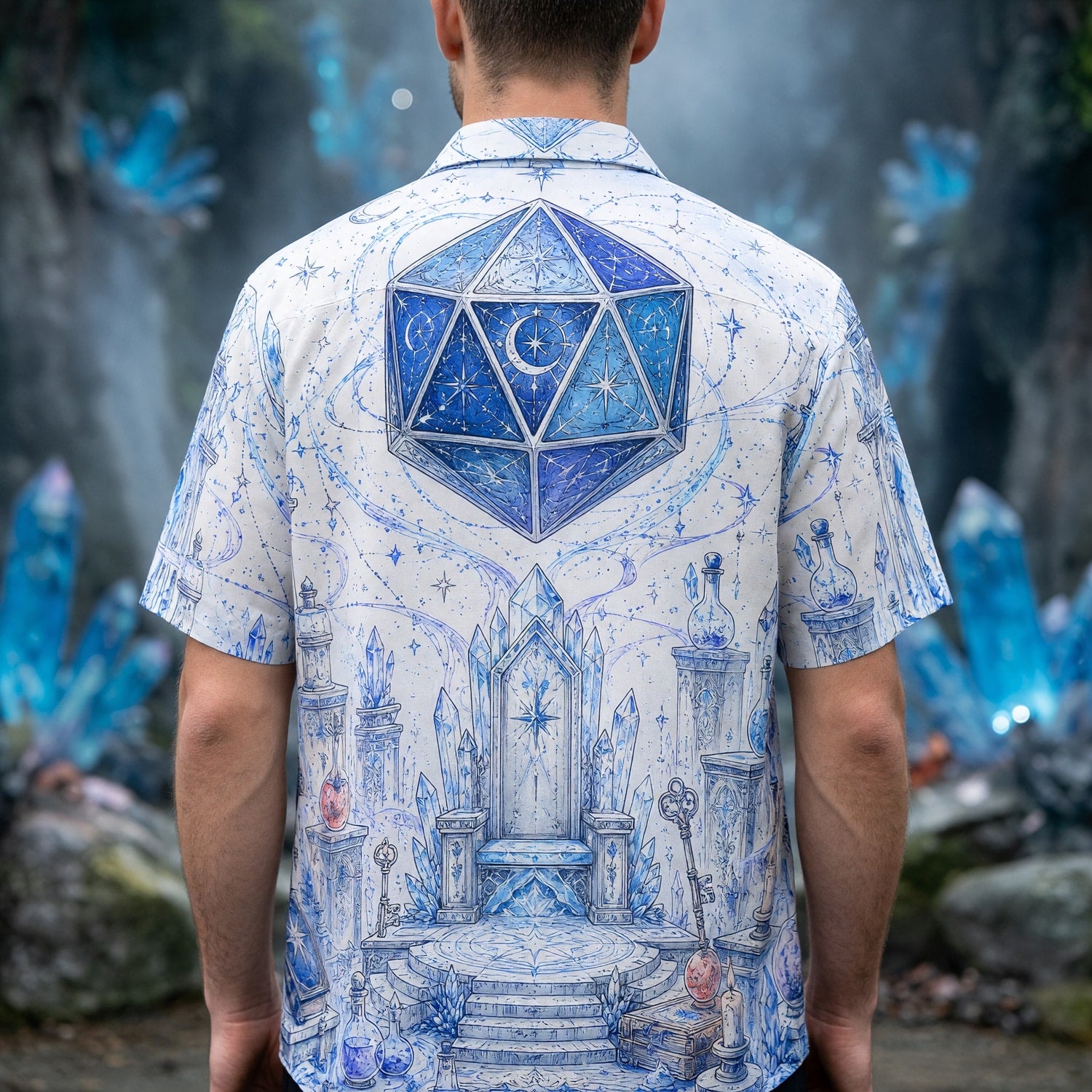 Fantasy Dungeon D20 Hawaiian Shirt - Celestial Fantasy Magic