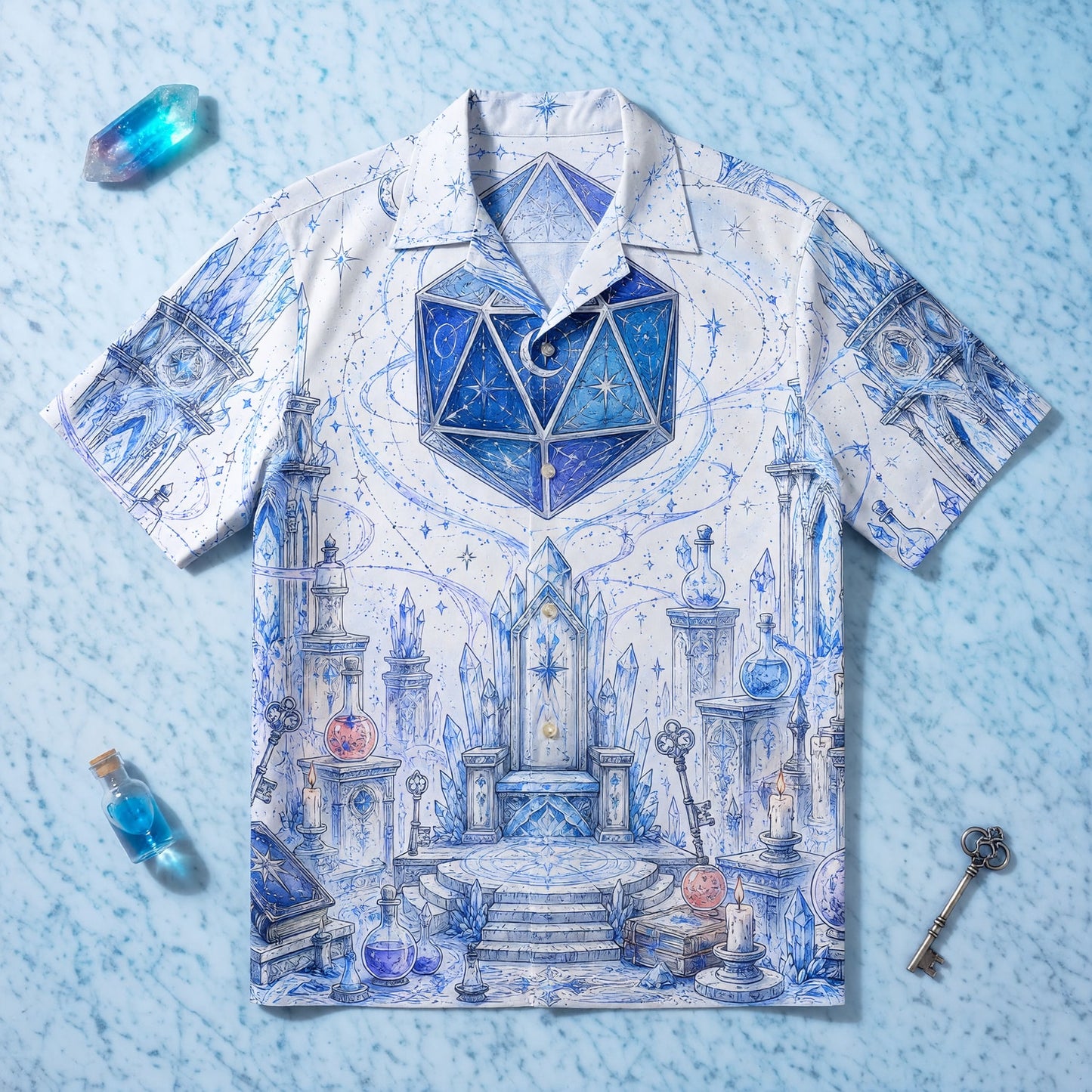Fantasy Dungeon D20 Hawaiian Shirt - Celestial Fantasy Magic