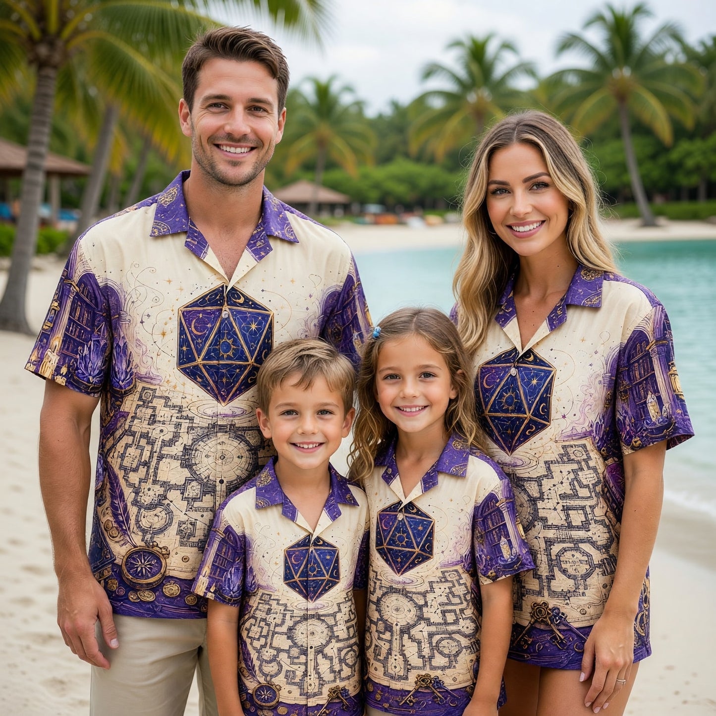 D20 Arcane Library Hawaiian Shirt - Fantasy Wizard Dice Design