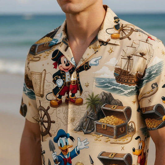 Pirate Hawaiian Shirt - Mouse Duck Pup Treasure Map