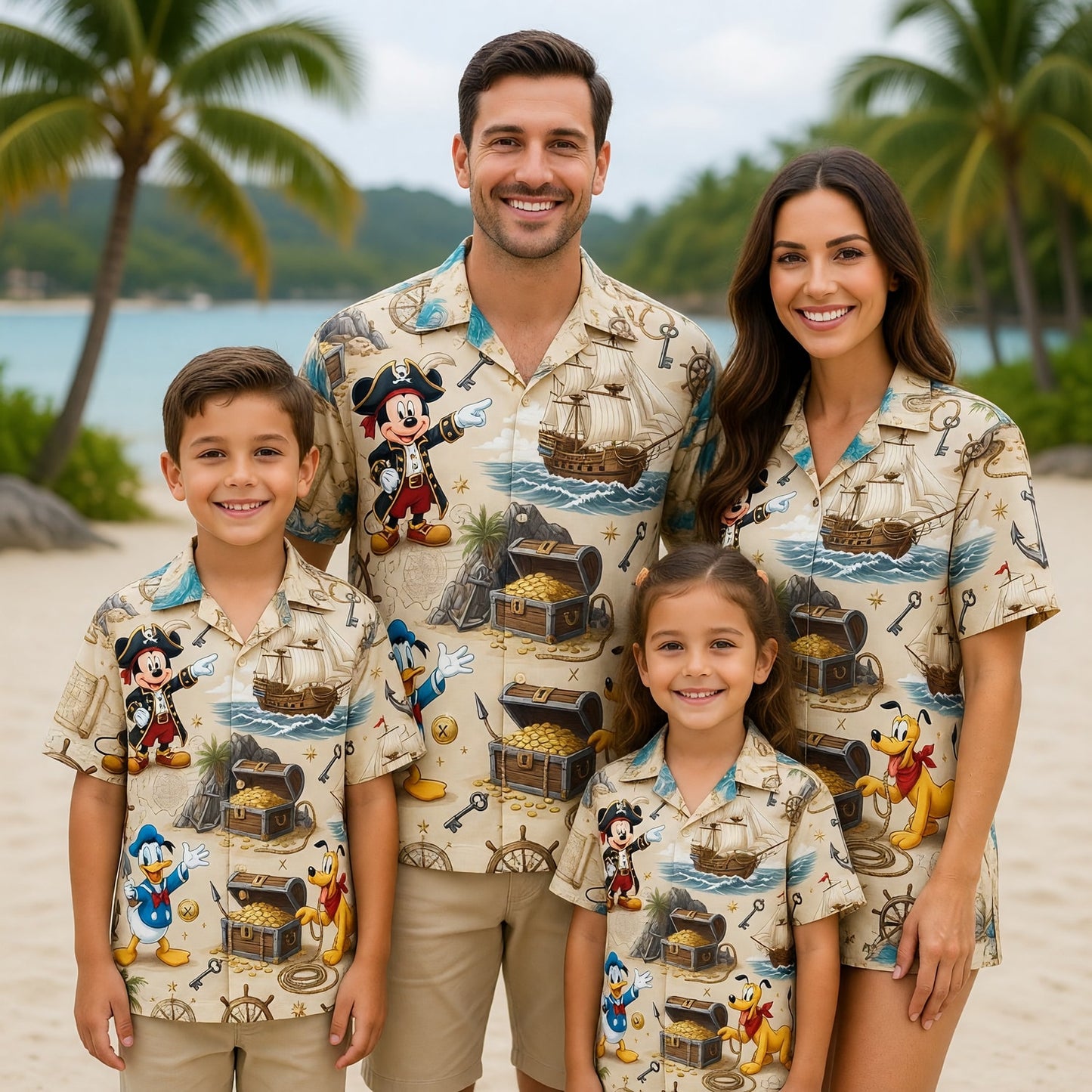 Pirate Hawaiian Shirt - Mouse Duck Pup Treasure Map