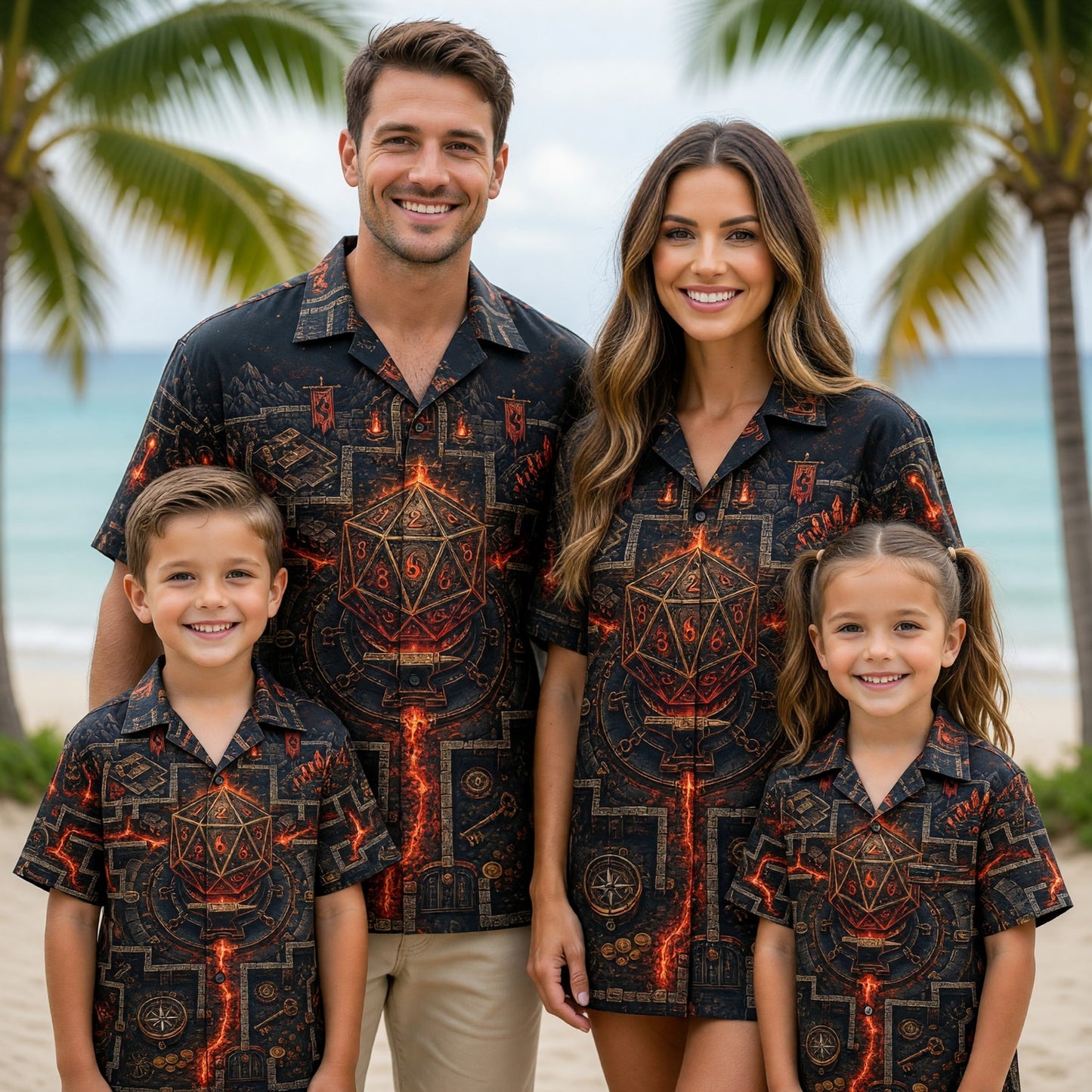 Fantasy Dungeon D20 Hawaiian Shirt - Fantasy RPG Dungeon Map