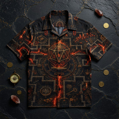 Fantasy Dungeon D20 Hawaiian Shirt - Fantasy RPG Dungeon Map