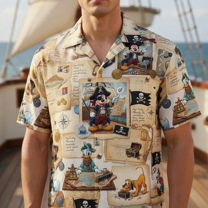 Pirate Treasure Hunt Mouse Duck Pup Premium Hawaiian Shirt