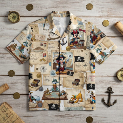 Pirate Treasure Hunt Mouse Duck Pup Premium Hawaiian Shirt
