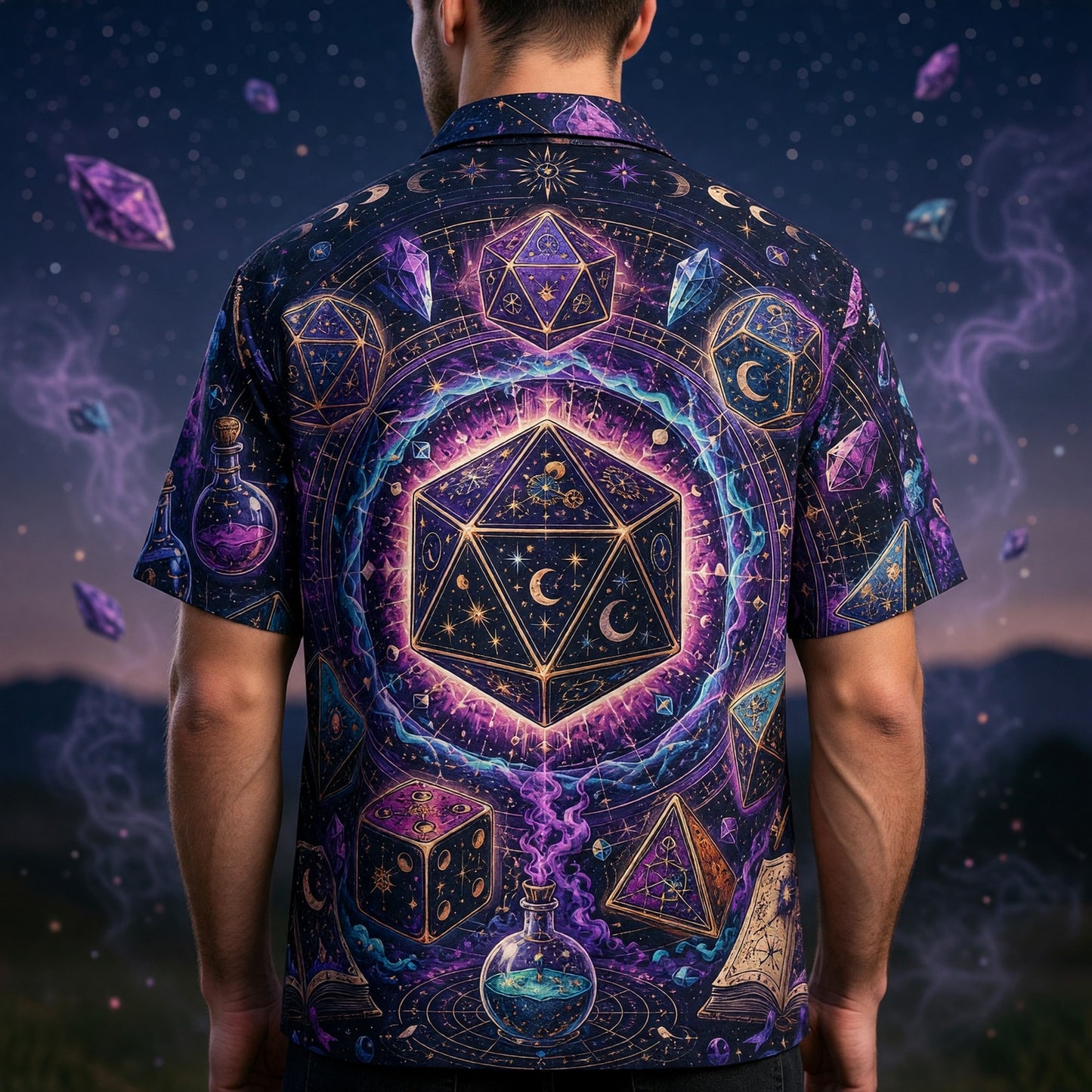 Dice Hawaiian Shirt - Mystic Celestial Wizard RPG Apparel