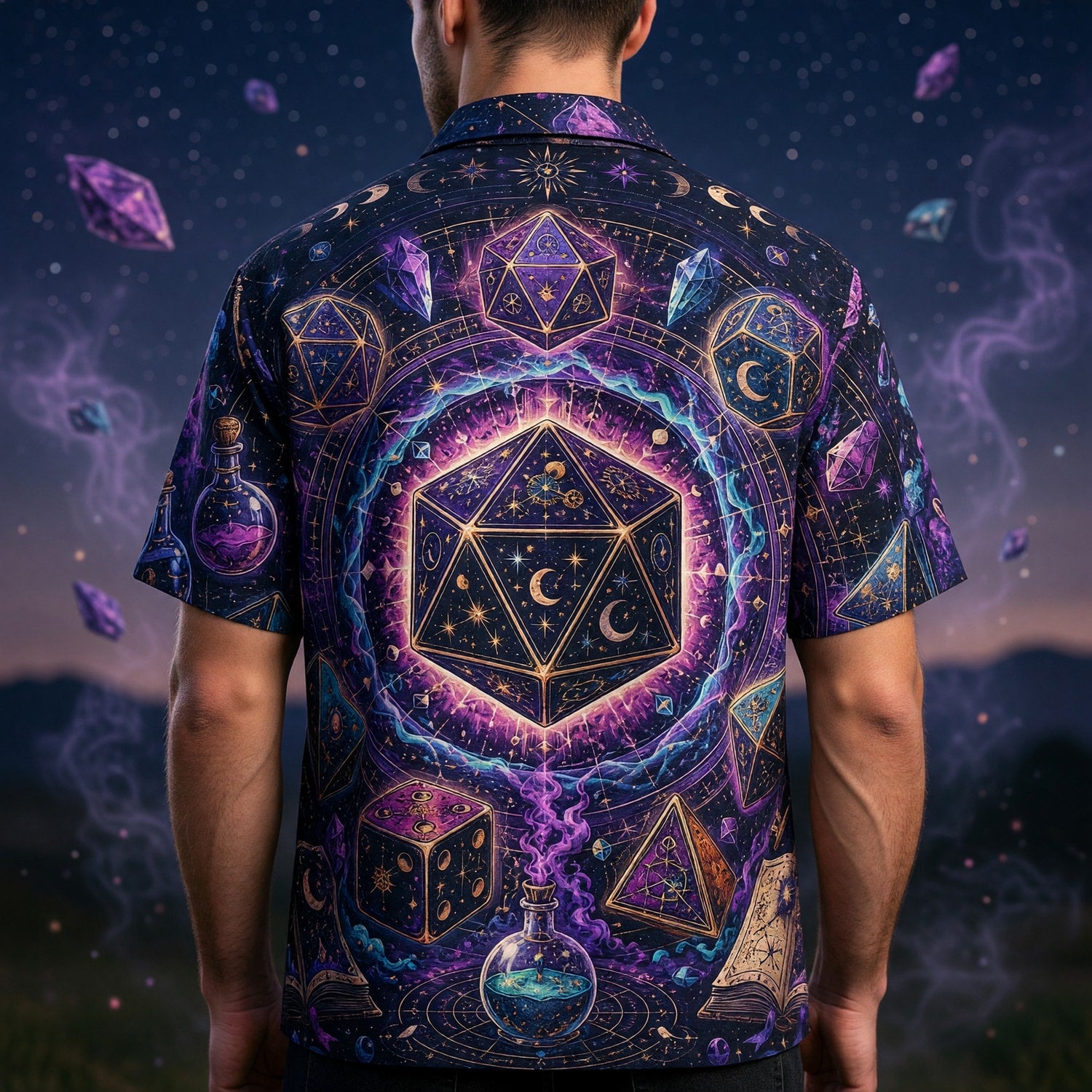 Dice Hawaiian Shirt - Mystic Celestial Wizard RPG Apparel