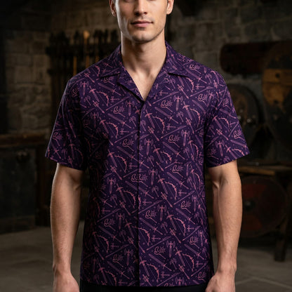 Fantasy Weapons Hawaiian Shirt - Dark Medieval RPG Pattern