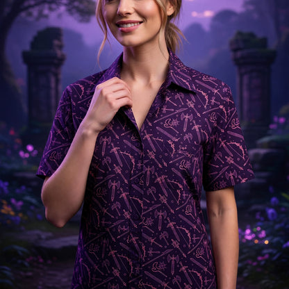 Fantasy Weapons Hawaiian Shirt - Dark Medieval RPG Pattern