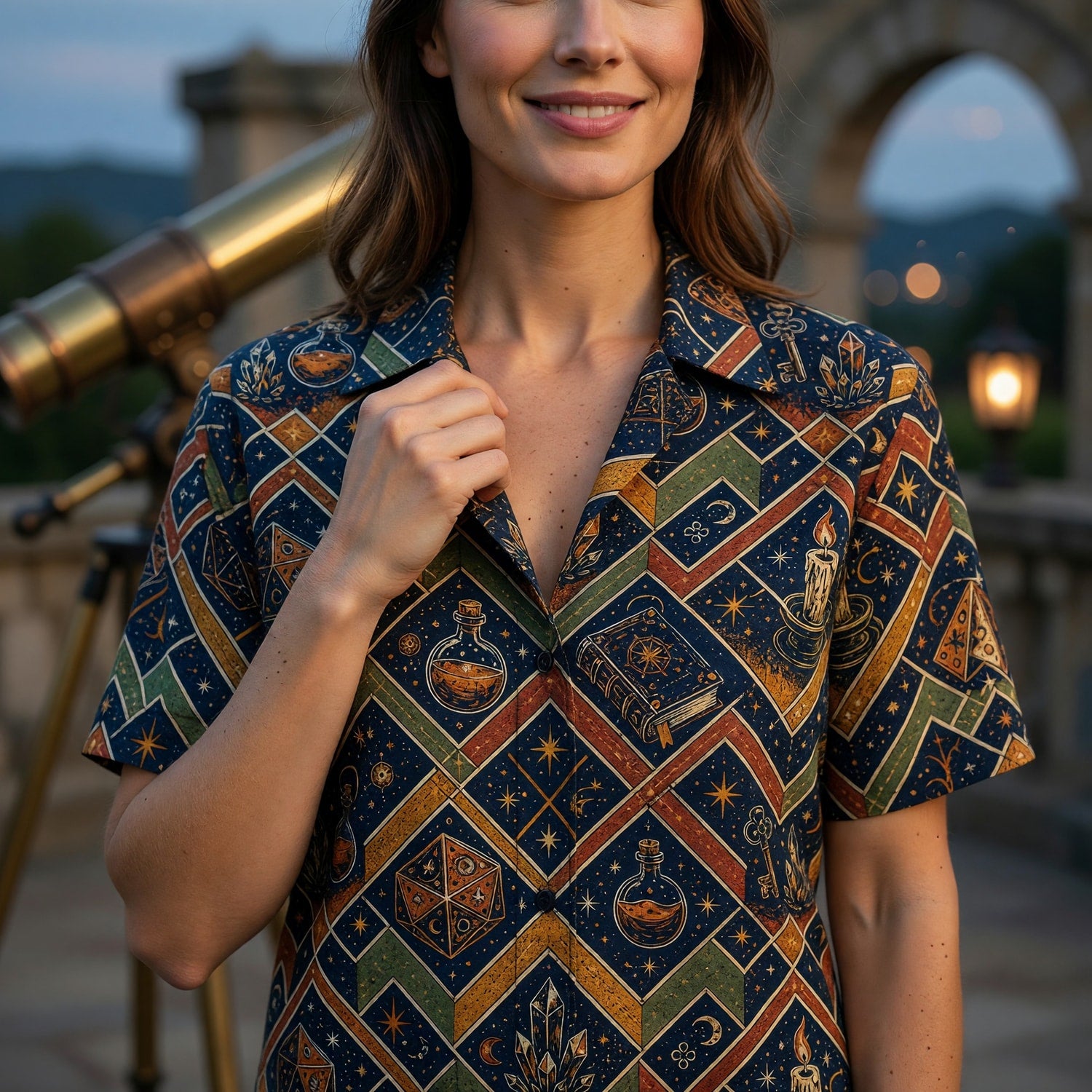 Mystic Dice Wizard Hawaiian Shirt - Fantasy Magic Pattern