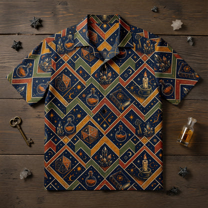 Mystic Dice Wizard Hawaiian Shirt - Fantasy Magic Pattern