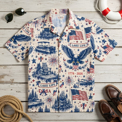 America 250 Patriotic Premium Hawaiian Shirt - Lake Life Style - HWRG3X2001