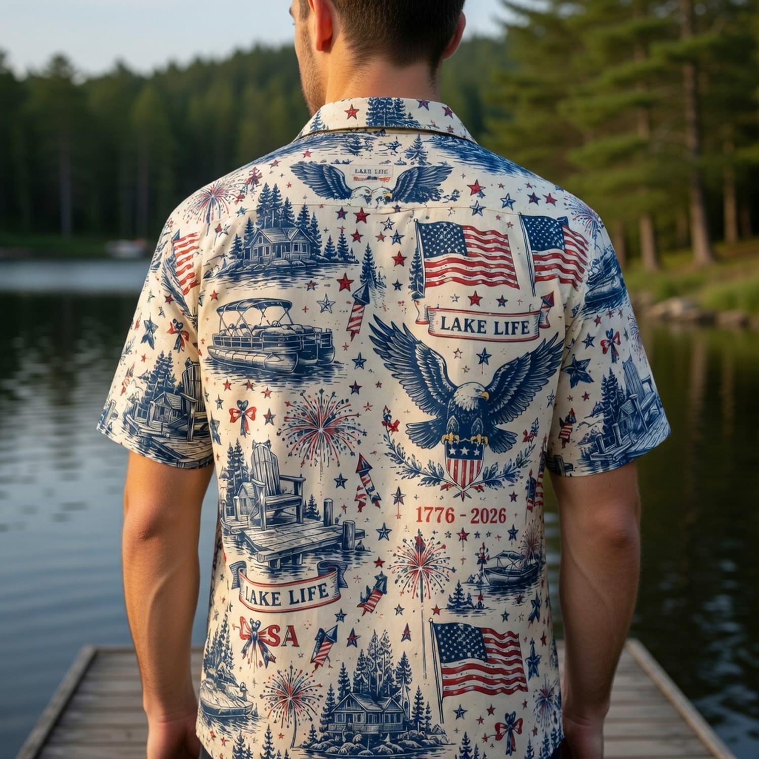 America 250 Patriotic Premium Hawaiian Shirt - Lake Life Style - HWRG3X2001