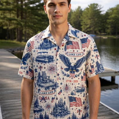 America 250 Patriotic Premium Hawaiian Shirt - Lake Life Style - HWRG3X2001