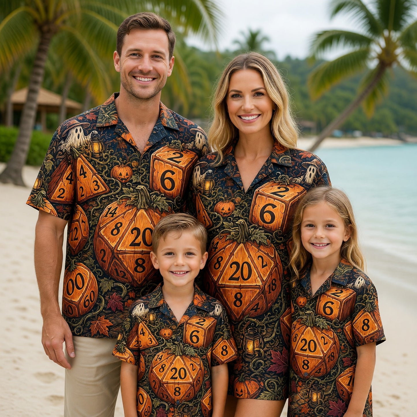 Halloween Pumpkin Dice Hawaiian Shirt - Spooky RPG Apparel